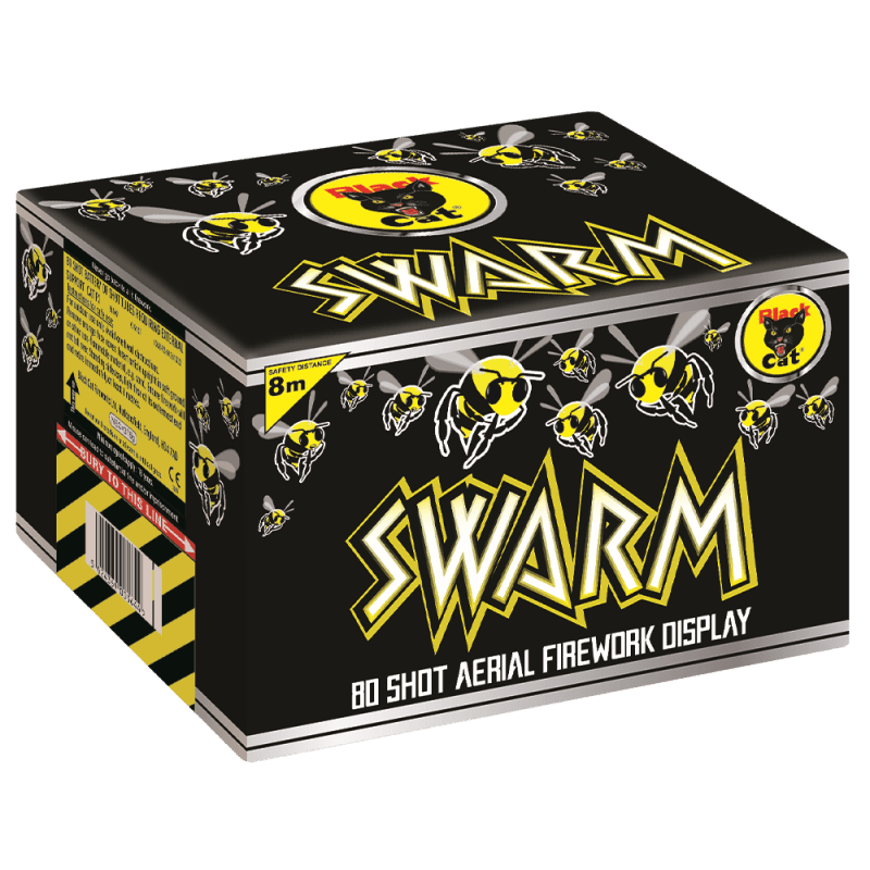 Black Cat Fireworks Swarm- 80 Shot Roman Candle Cake