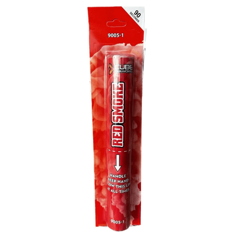 Cube Fireworks Red Handheld Smoke Grenade